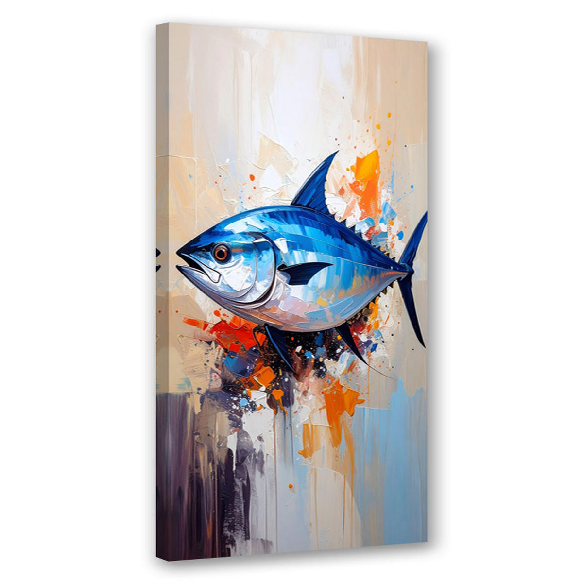 LEINWANDBILD Fisch Meer Ozean Natur 40x80cm - Blau, Textil (40/80cm) - Feeby