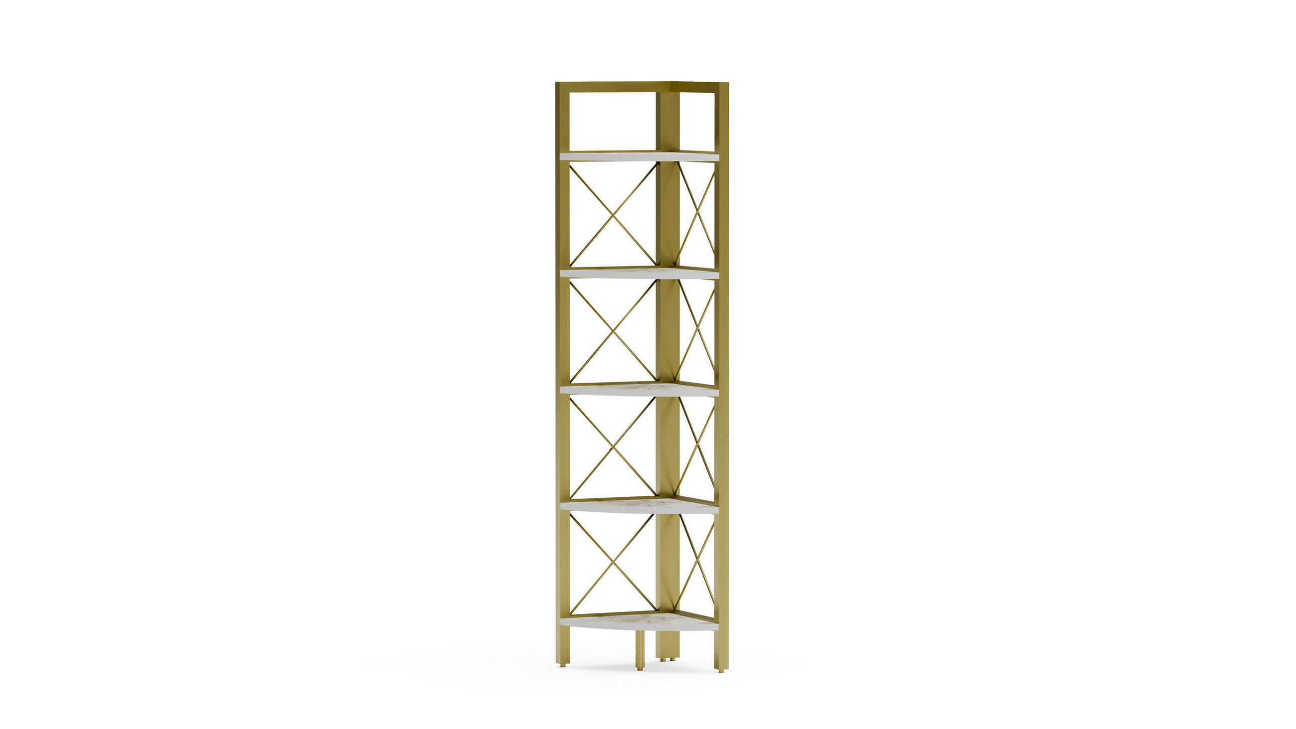 Decorotika Eckregal Creme, Gold 30.5x160x33 cm