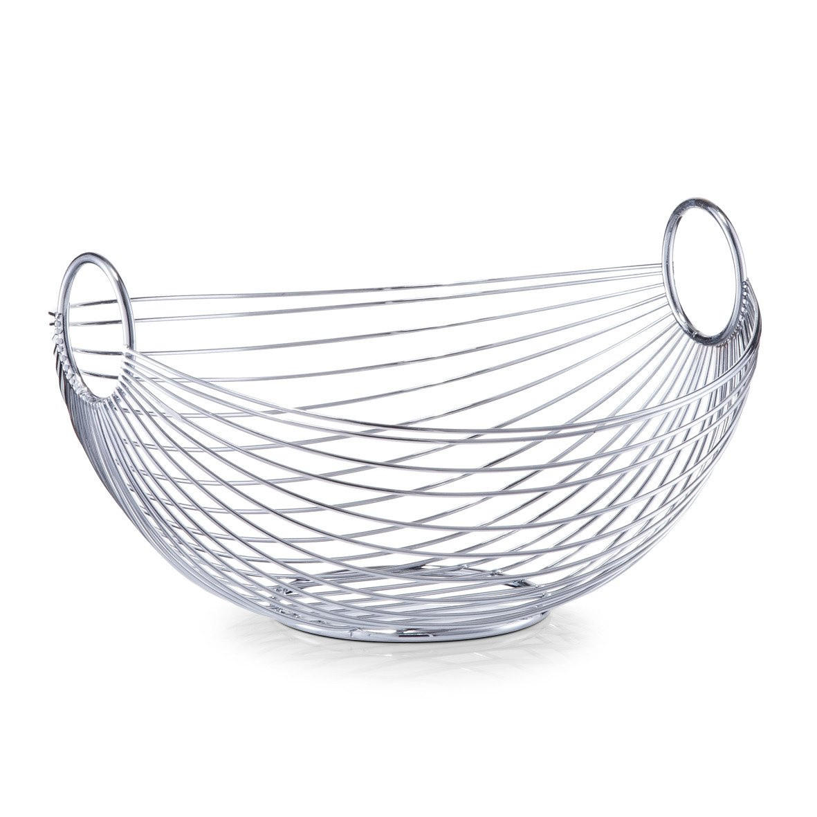 OBST- und Gemüsekorb - Metall oval Silbern 28/25,5/16 cm - Silberfarben, Metall (16cm) - ZELLER