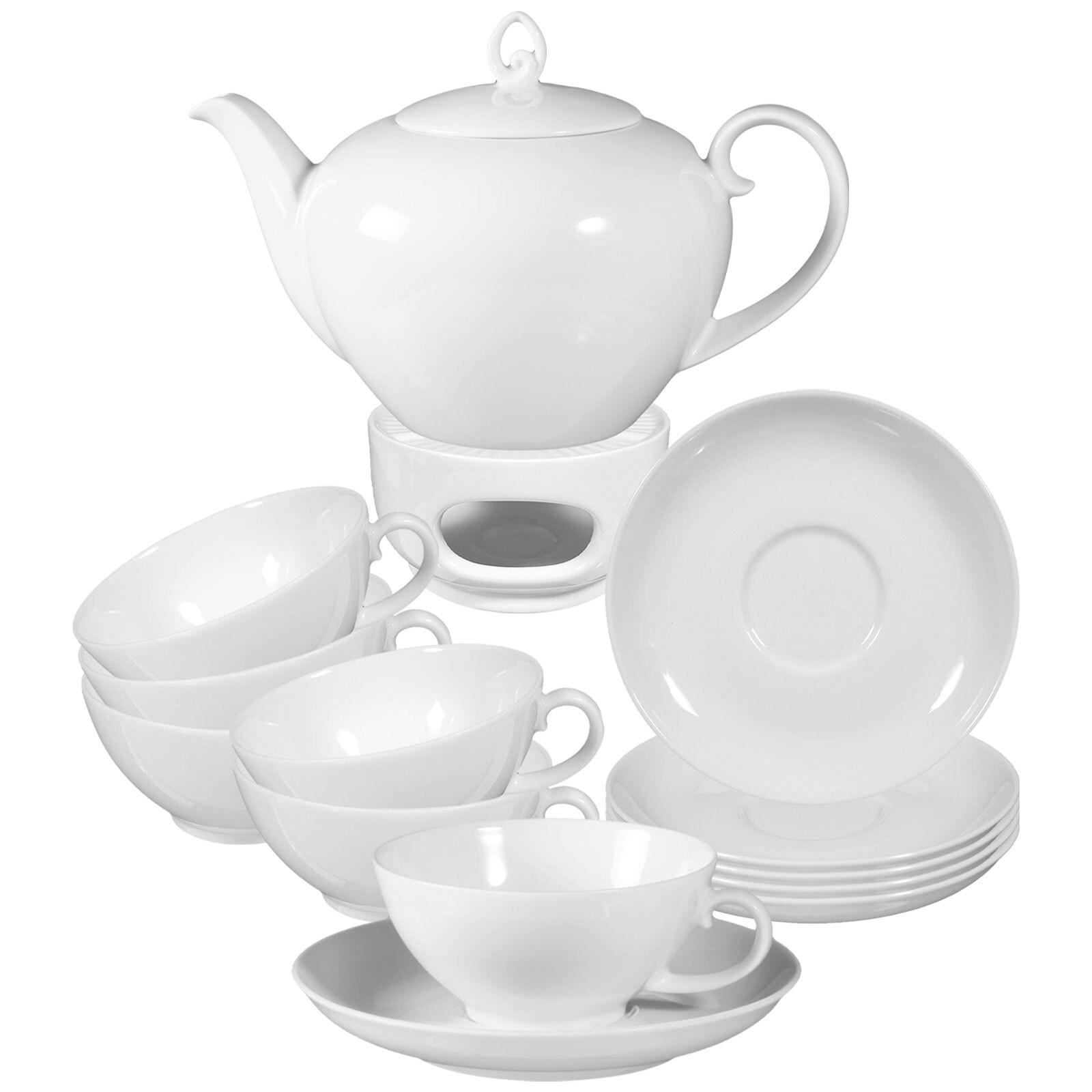 TEESERVICE Rondo/Liane weiß 14er Set - Weiß, Keramik (1/1/1cm) - Seltmann Weiden