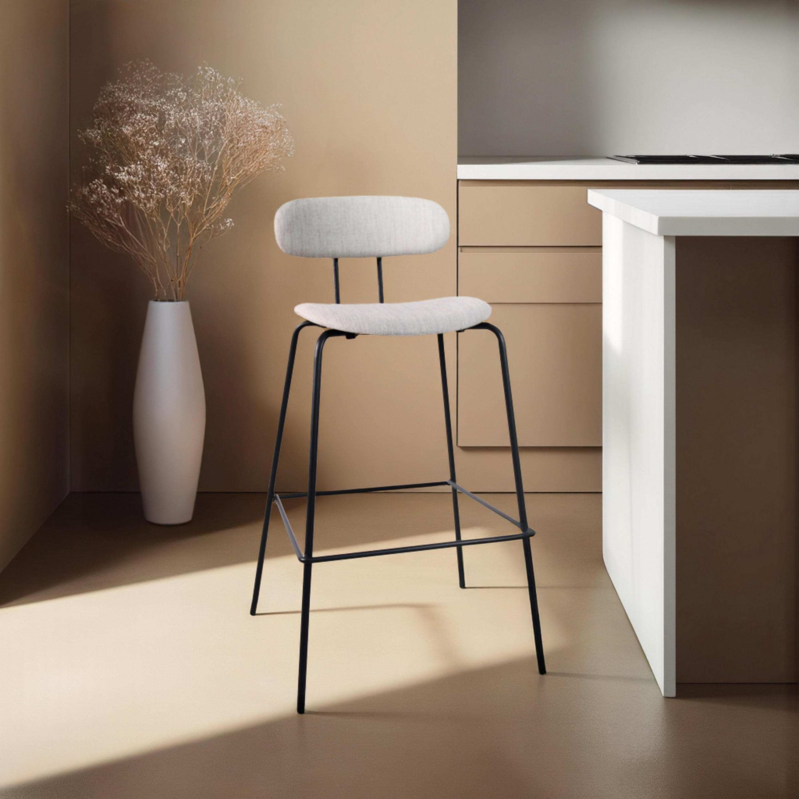 BARHOCKER 2-tlg., Grau - Grau, Holz (52/97/52cm) - Oviala