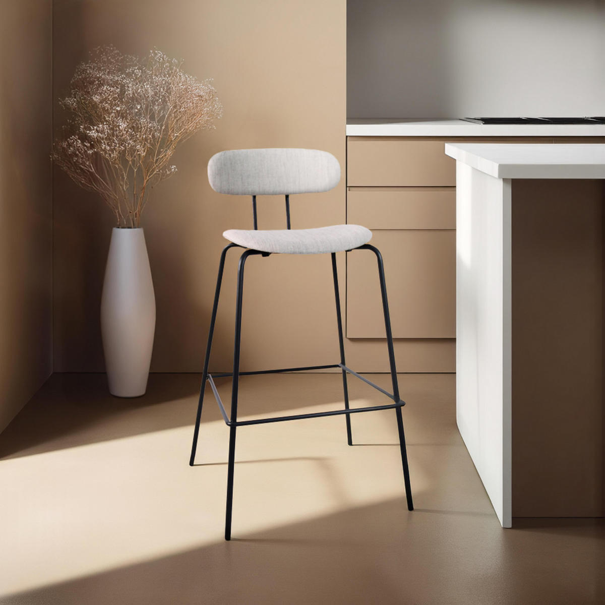 BARHOCKER 2-tlg., Grau - Grau, Holz (52/97/52cm) - Oviala