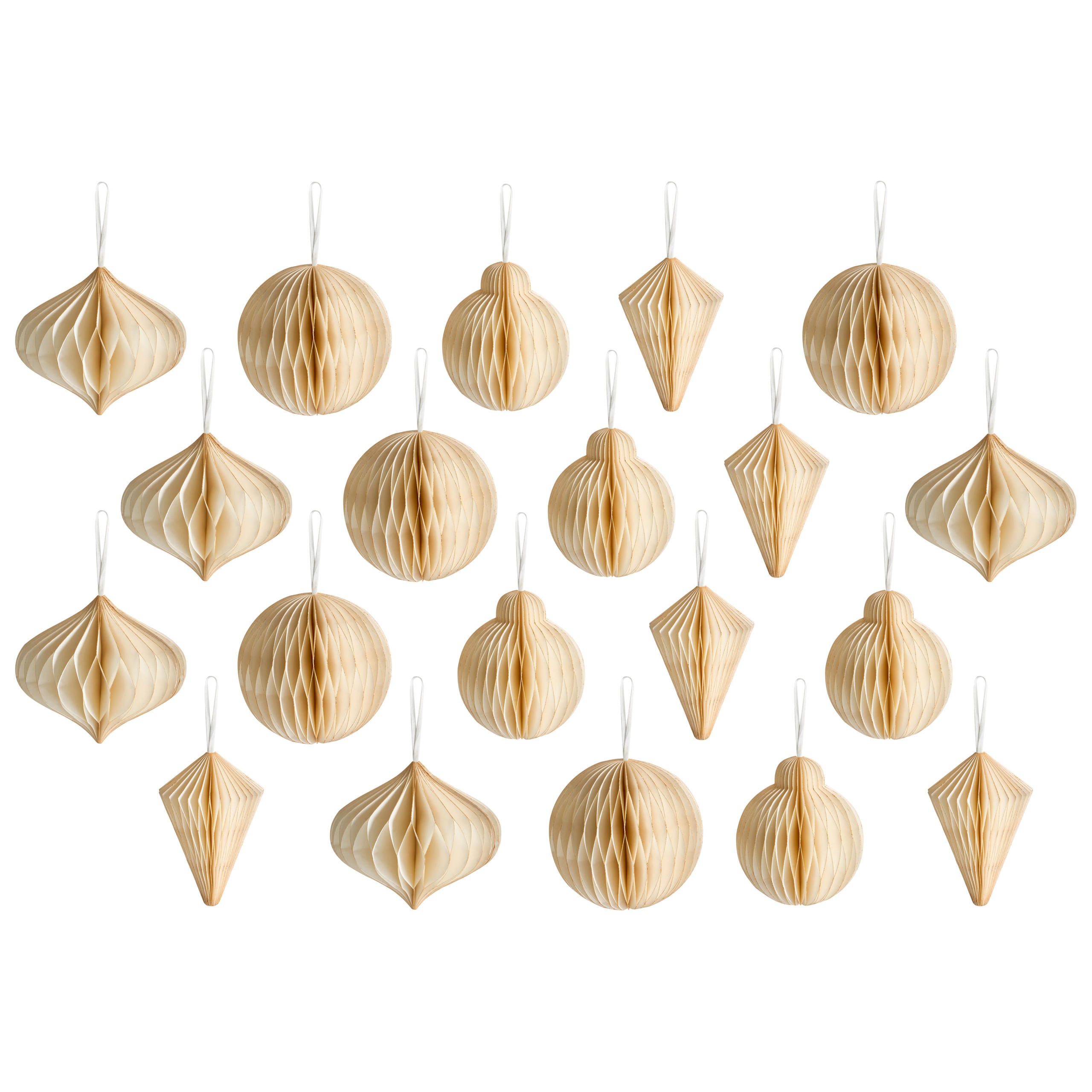WEIHNACHTSBAUMSCHMUCK 20er Set Papier Beige Jolstra - Beige, Papier (11/10/11cm) - Beliani