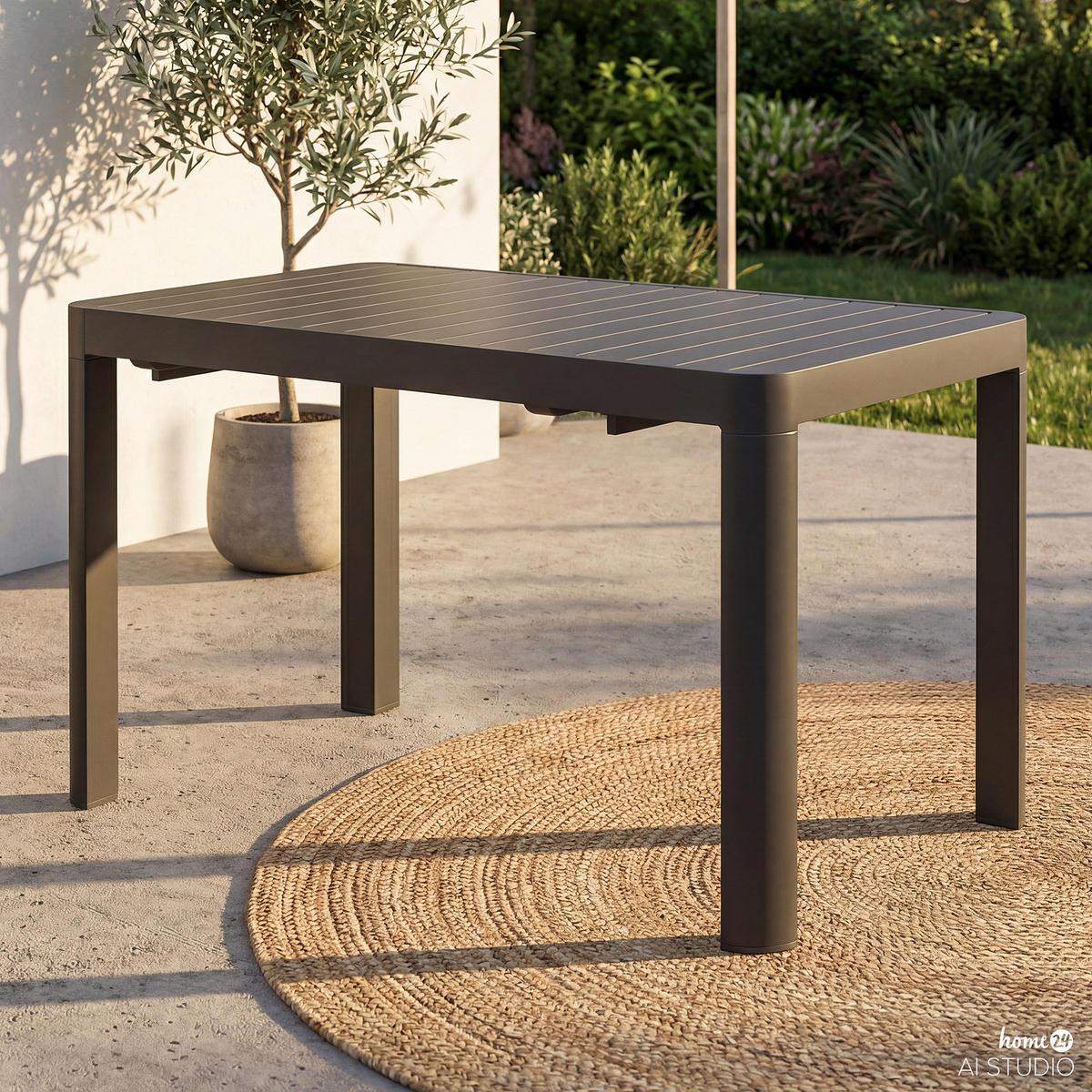 AUSZIEHBARER GARTENTISCH - Aluminium - Anthrazit, Metall (70/117/75cm) - home24