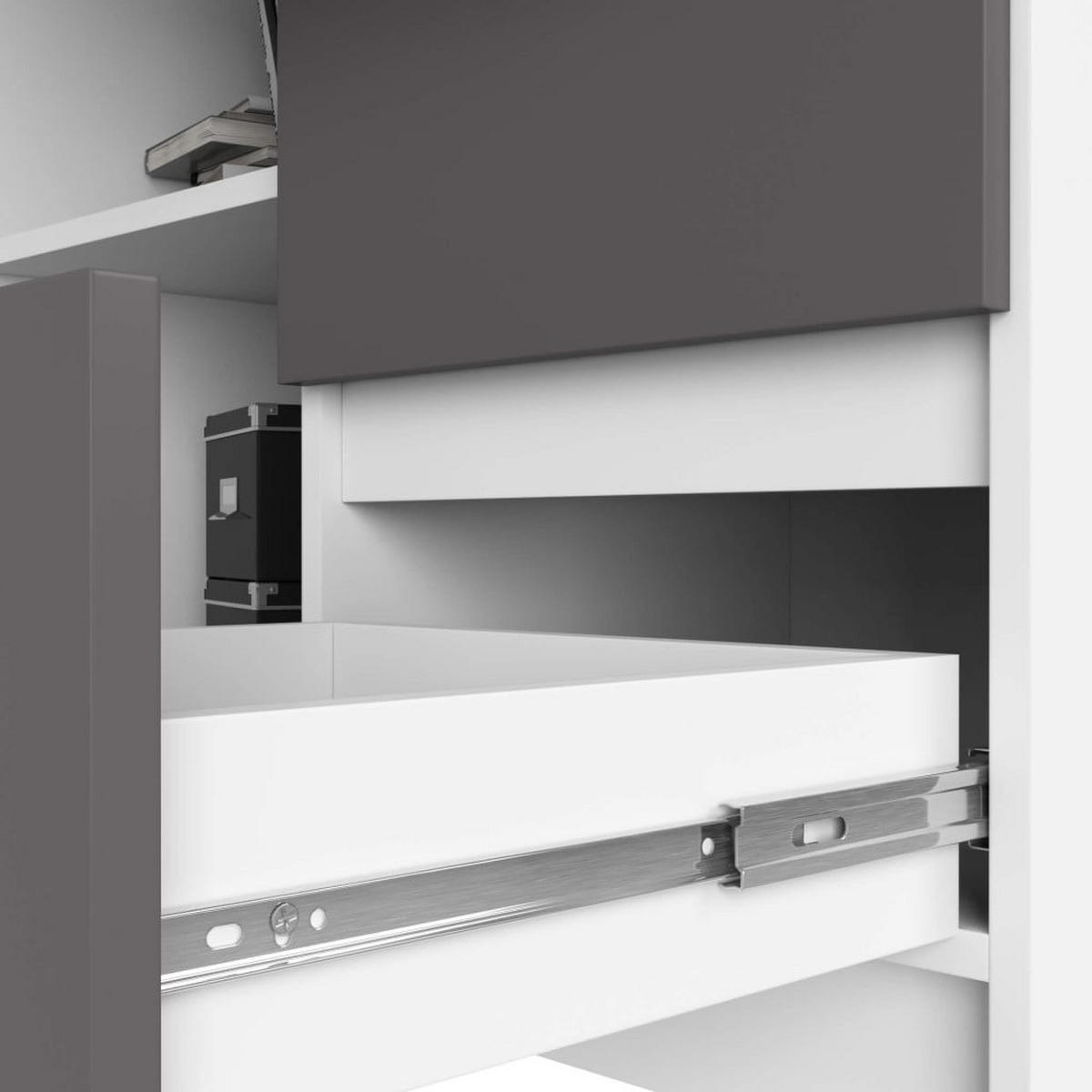 SCHREIBTISCH Weiß, Graphit Grau 77/124/85 - Graphitfarben/Weiß, Holzwerkstoff (85/124/77cm) - RAUMHIRSCH FURNITURE