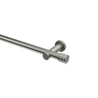 GARDINENSTANGEN-SET Platon Estana 260 cm (geteilt in 2 x 130 cm), 1-läufig (ohne Ringe), 20 mm Ø Edelstahl-Optik - Edelstahlfarben, Metall (260cm) - INTERDECO