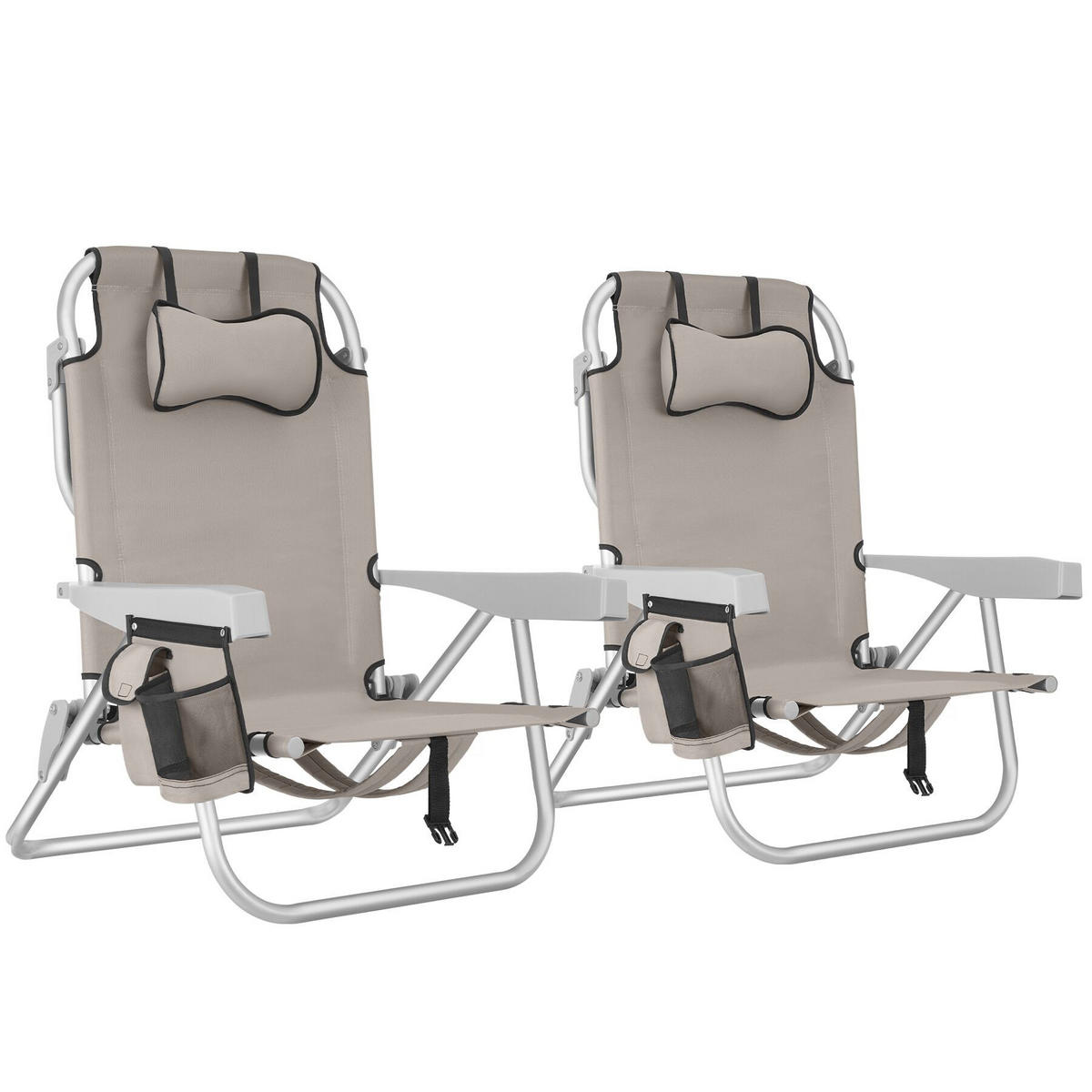 STRANDSTUHL Coral, rückseitige Kühltasche und Aufbewahrungstasche, beige - Beige, Kunststoff (63/78/101cm) - tectake