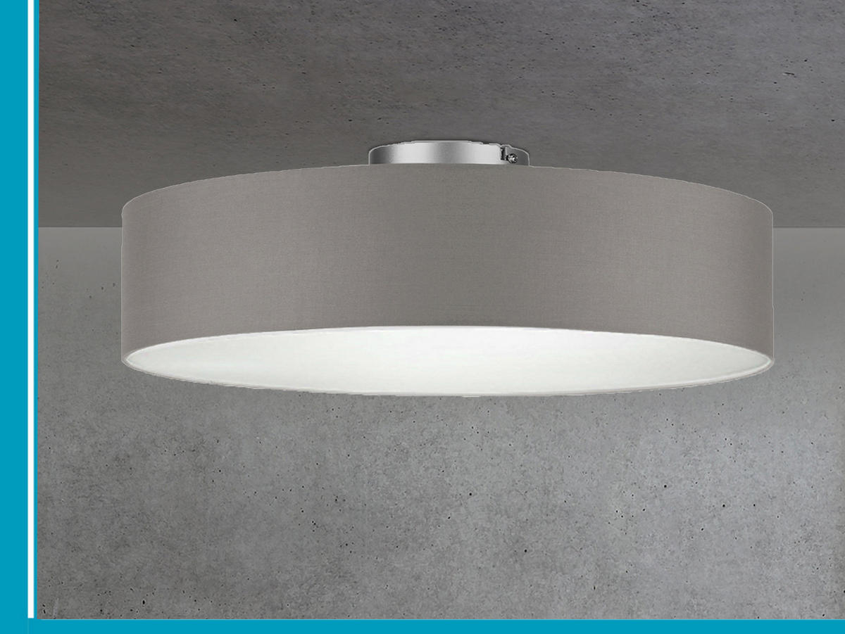 DECKENLAMPE Ø60cm, Lampenschirm Stoff Braun-Grau - Braun/Grau, Textil (60/60/17cm) - meineWunschleuchte