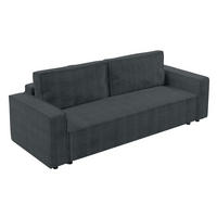 BIGSOFA Aydin Sofa Grau 238/94/85 cm Cord mit Schlaffunktion Bettkasten - Schwarz/Grau, Kunststoff/Textil (238/85/94cm) - AX Living