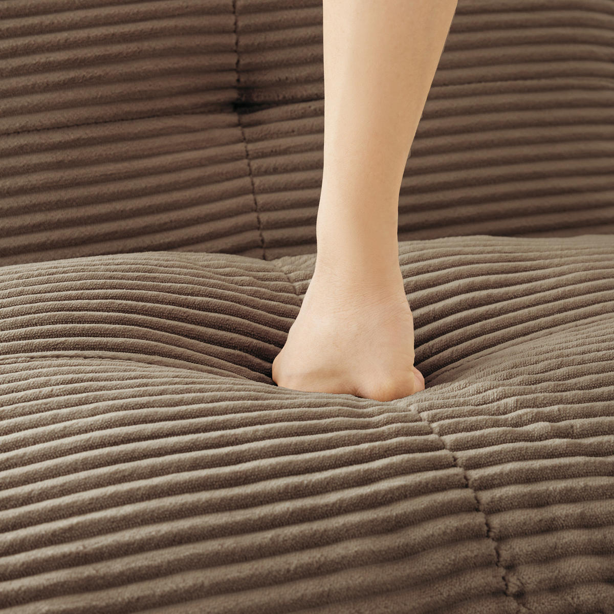 ECKSOFA 386/104/69 cm braun aus Cord mit modularem Design, ohne Aufbau und rutschfestem Stand - Braun, Textil (104/386cm) - OKWISH