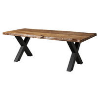 BAUMTISCH Sheesham 260x100x77 natur sandgestrahlt / X-Beine anthrazit matt FREEFORM 5 - Anthrazit/Naturfarben, Holz (260/100/77cm) - Massivmoebel24