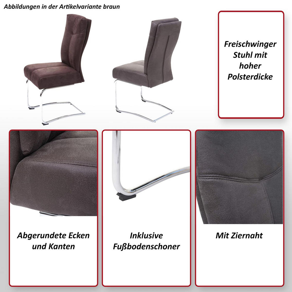 ESSZIMMERSTUHL Grau 2er-Set - Grau, Textil (46/105/60cm) - MCW