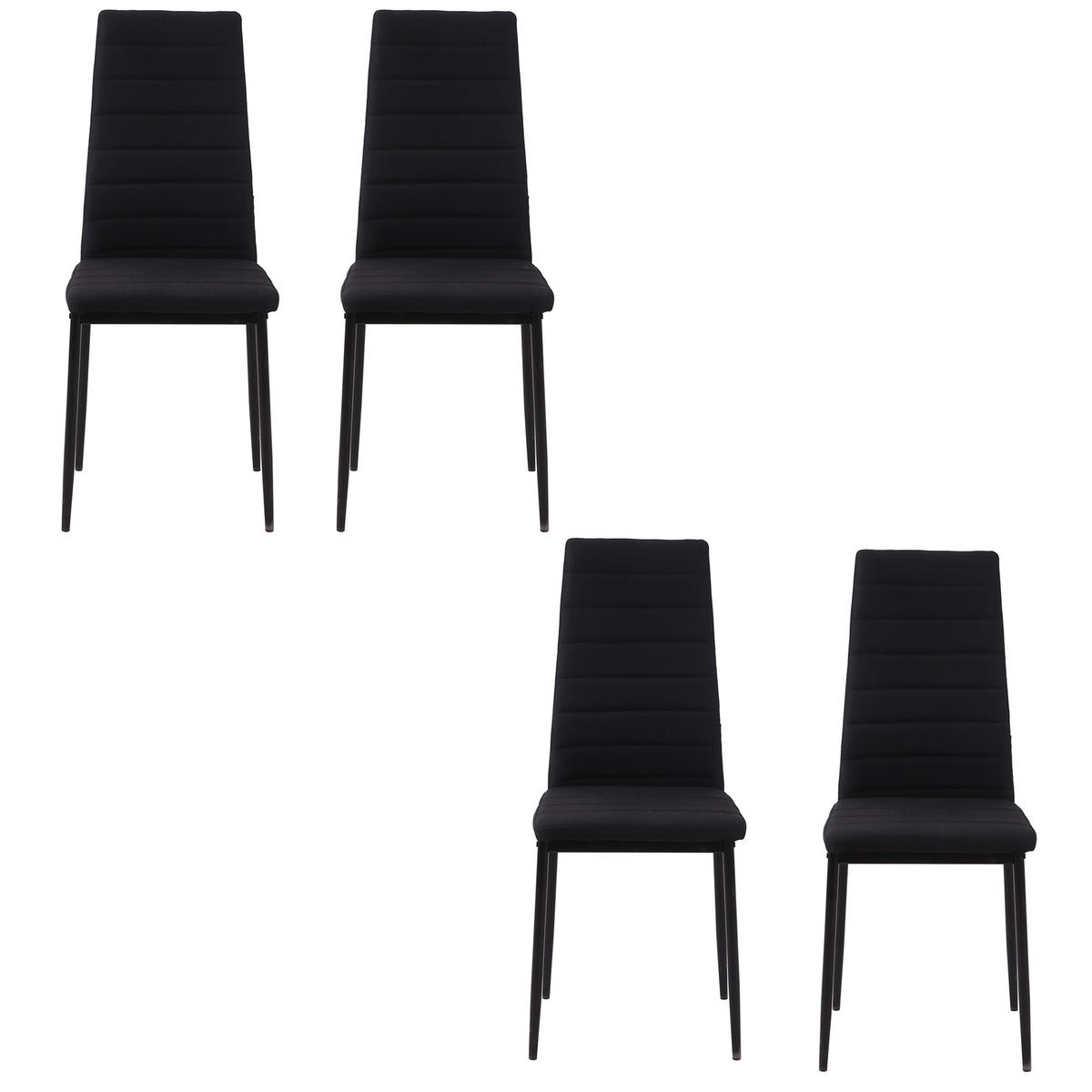 STÜHLE Schwarz 4 Stück - Schwarz, Textil (41/97/50cm) - GiPP