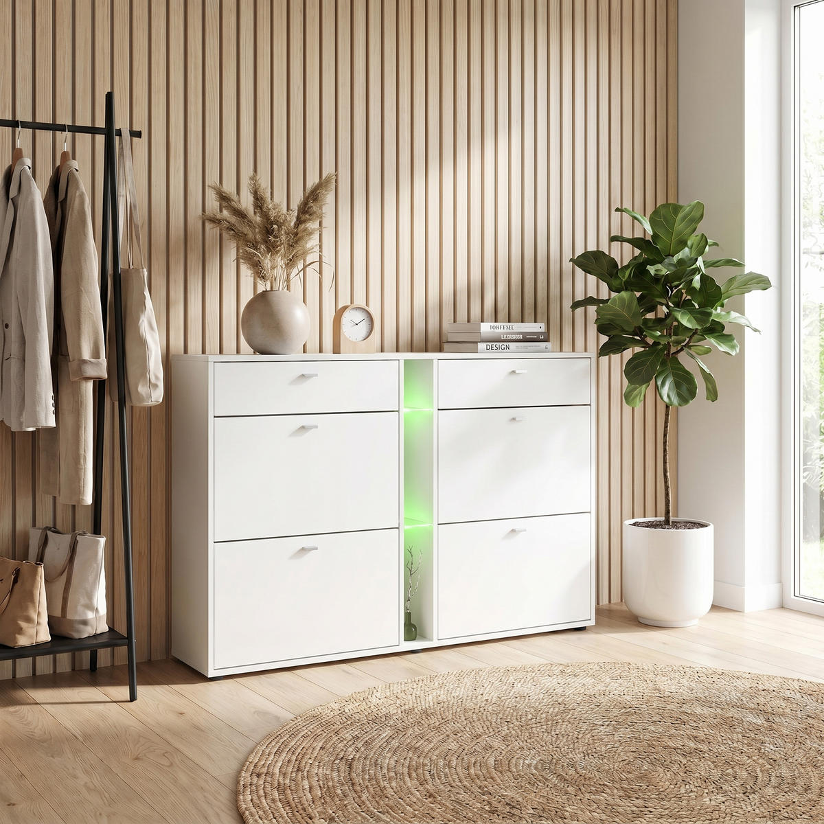 SCHUHSCHRANK Today Fronten in Weiß matt - Weiß, Holzwerkstoff (155.5/95/28cm) - Vladon
