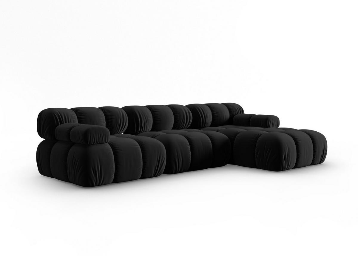 MODULARES-ECKSOFA rechts Bellis aus Samt schwarz 4 Sitzplätze - Schwarz, Textil (122/285cm) - Micadoni