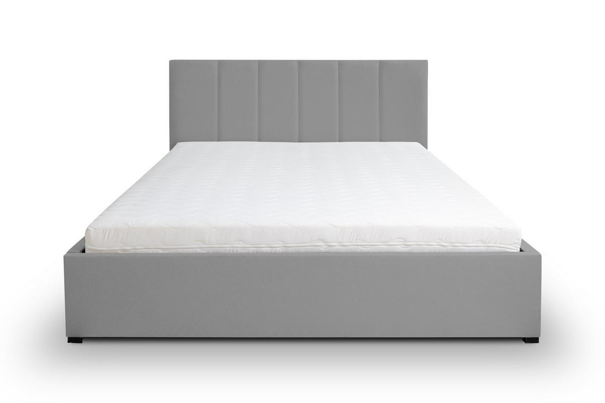 POLSTERBETT LISA mit Kopfteil, 180 x200 cm, Doppelbett mit Bettkasten und Lattenrost aus Velourstoff, Velourstoff, Frabe: Grau - Grau, Holz/Kunststoff (180/200cm) - VENASI MÖBEL