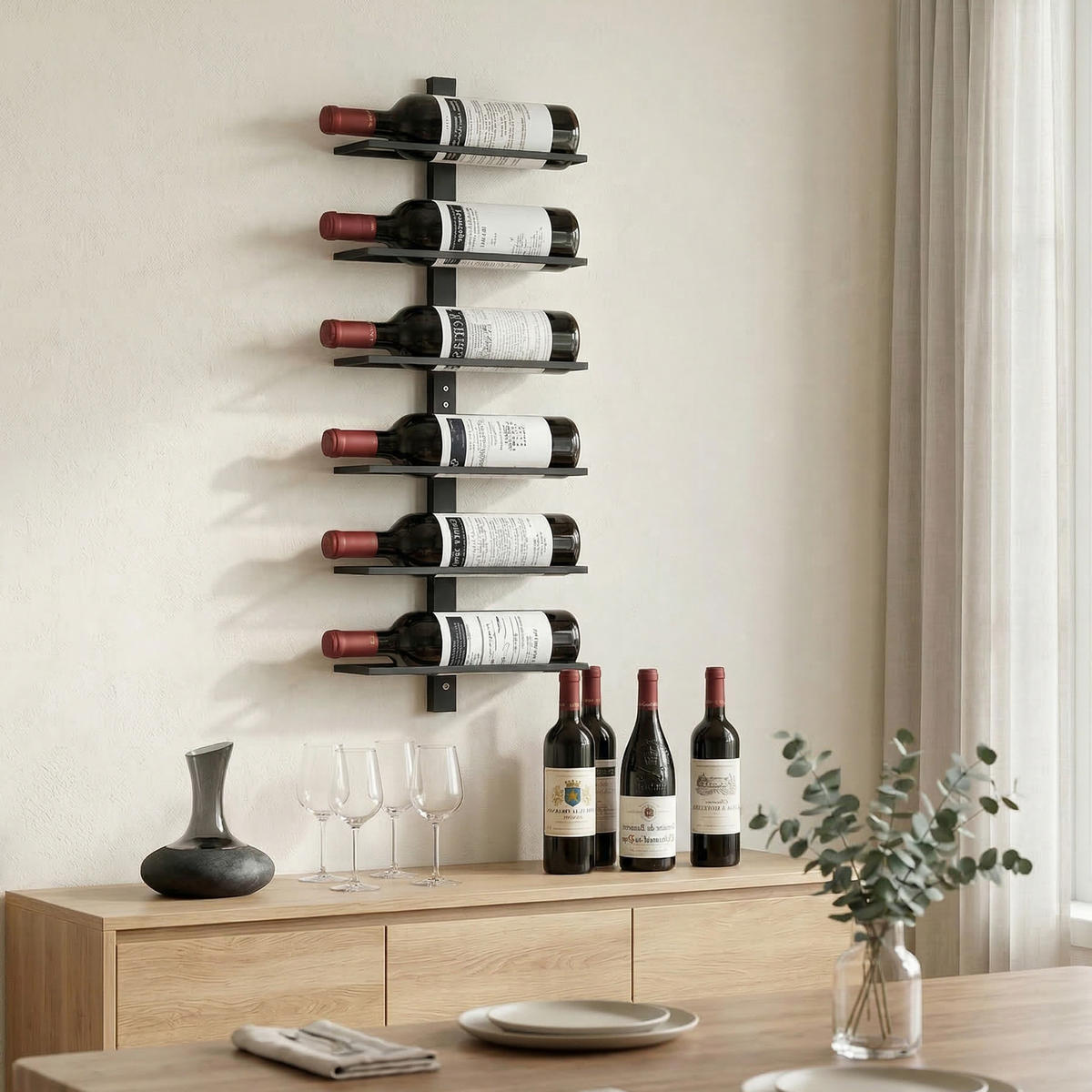 WEINREGAL Stahl Schwarz - Schwarz, Metall (10/71/27cm) - HOMCOM