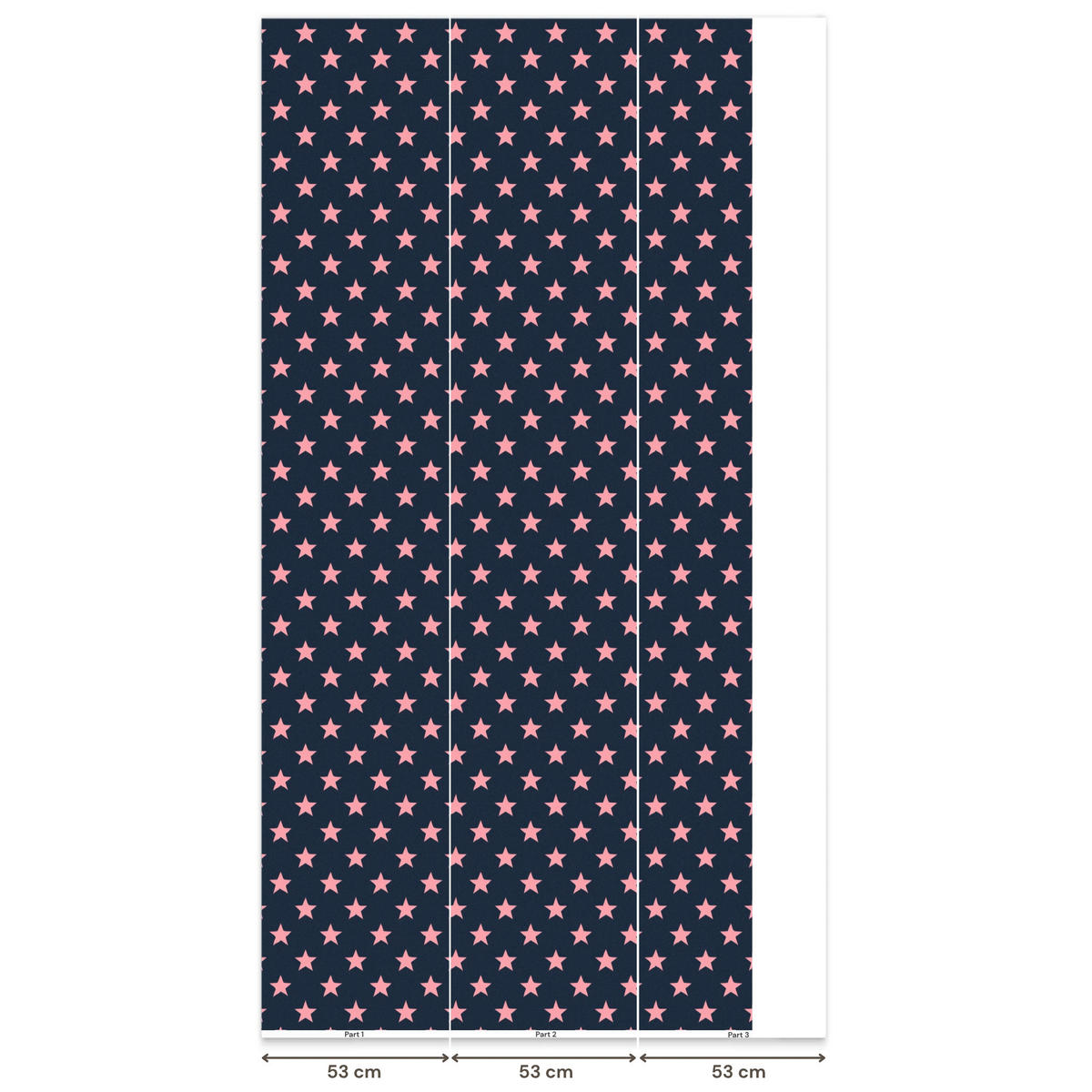 KINDERTAPETE - Muster - Sterne - Rosa - 140x260 cm - Anthrazit, Papier (140/260cm) - OnlyWow