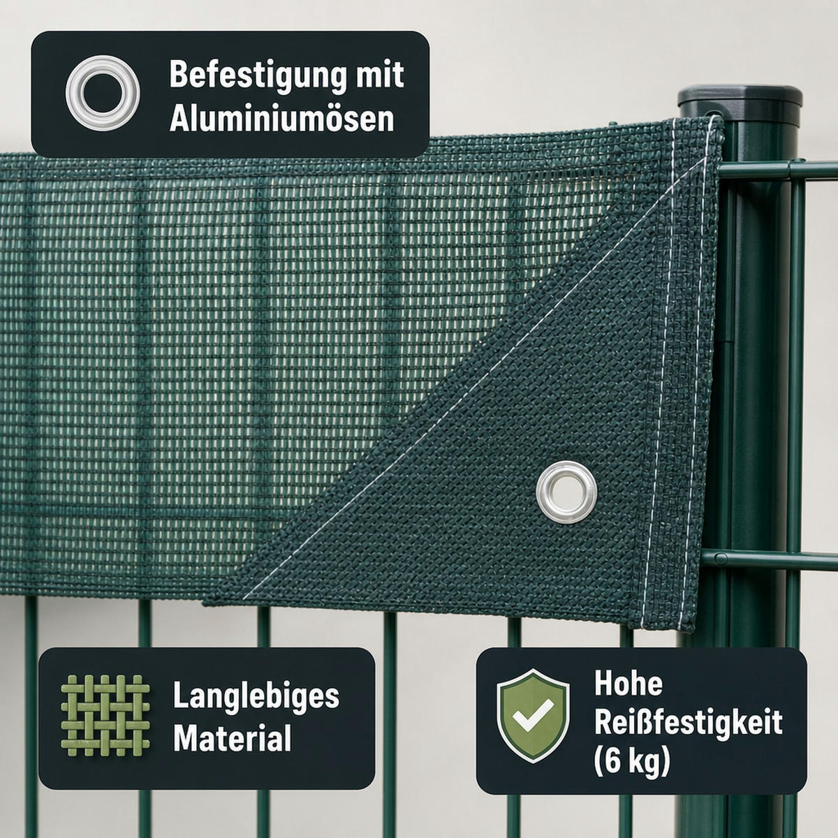 BAUZAUNNETZ grün 1,80m x 3,45m - Grün, Kunststoff (180/10cm) - KLASEBO