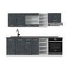 KÜCHENZEILE R-Line Schwarz Beton/Weiß 240 cm AP Anthrazit - Schwarz/Weiß, Holzwerkstoff (240/81.6/60cm) - Vicco
