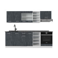 KÜCHENZEILE R-Line Schwarz Beton/Weiß 240 cm AP Anthrazit - Schwarz/Weiß, Holzwerkstoff (240/81.6/60cm) - Vicco