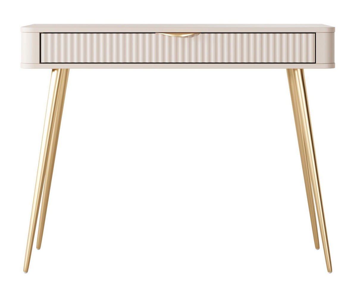 KONSOLE Beige Lena Goldene Beine - Beige, Holzwerkstoff (1/100/78cm) - Sepro Meble