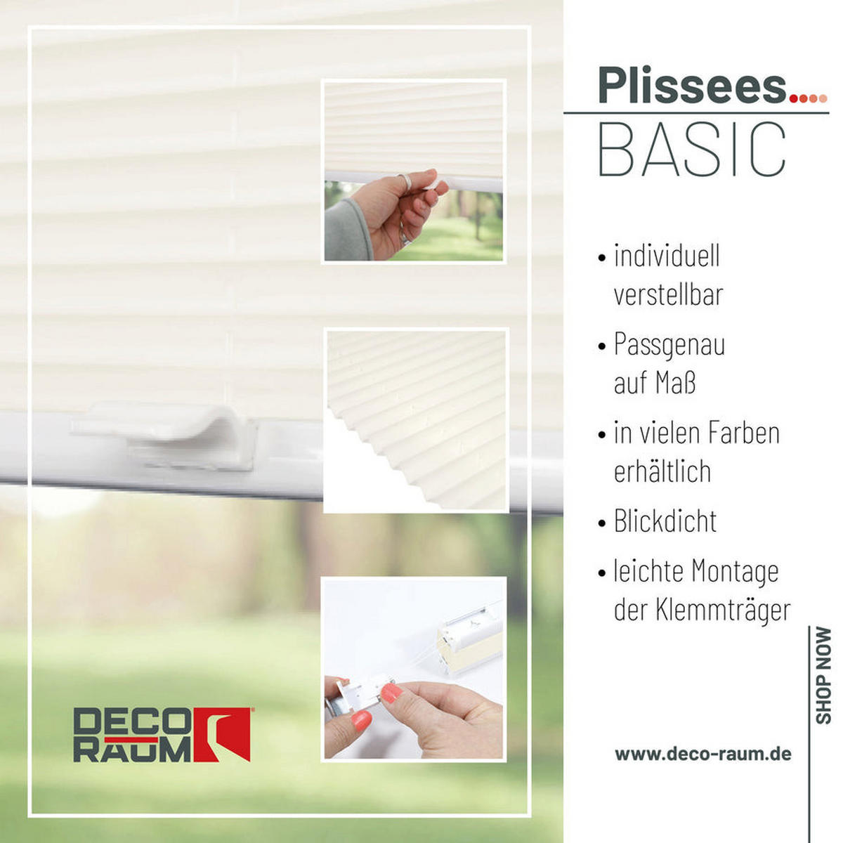 PLISSEE Basic ohne Bohren - Champagner, Textil (80/210cm) - Deco-Raum