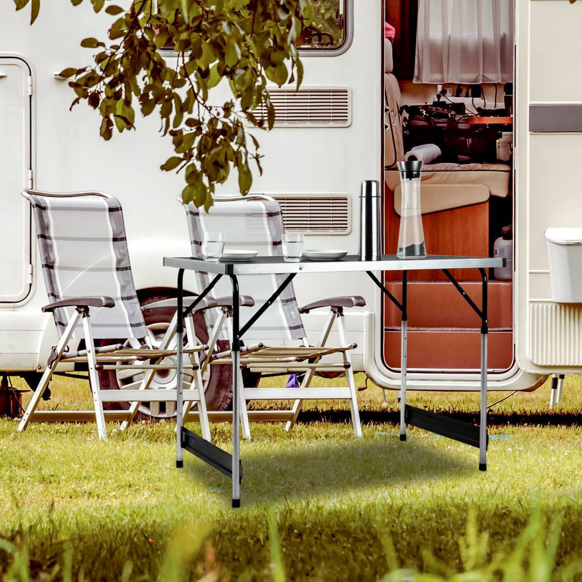 UNIVERSALTISCH, Campingtisch, Maße 100 x 60 cm - Transparent, Metall (100/60/60cm)