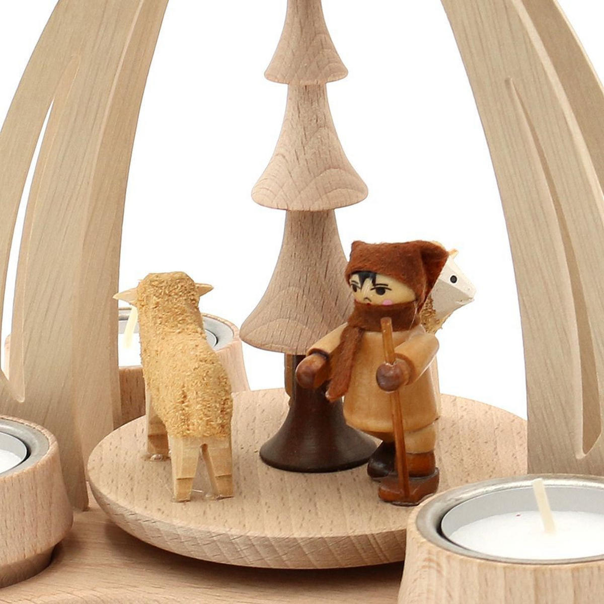 TISCH-PYRAMIDE Schafe Schäfer 14/18/24 cm - Multicolor, Holz (0.1/24/0.1cm) - Dekoteam24