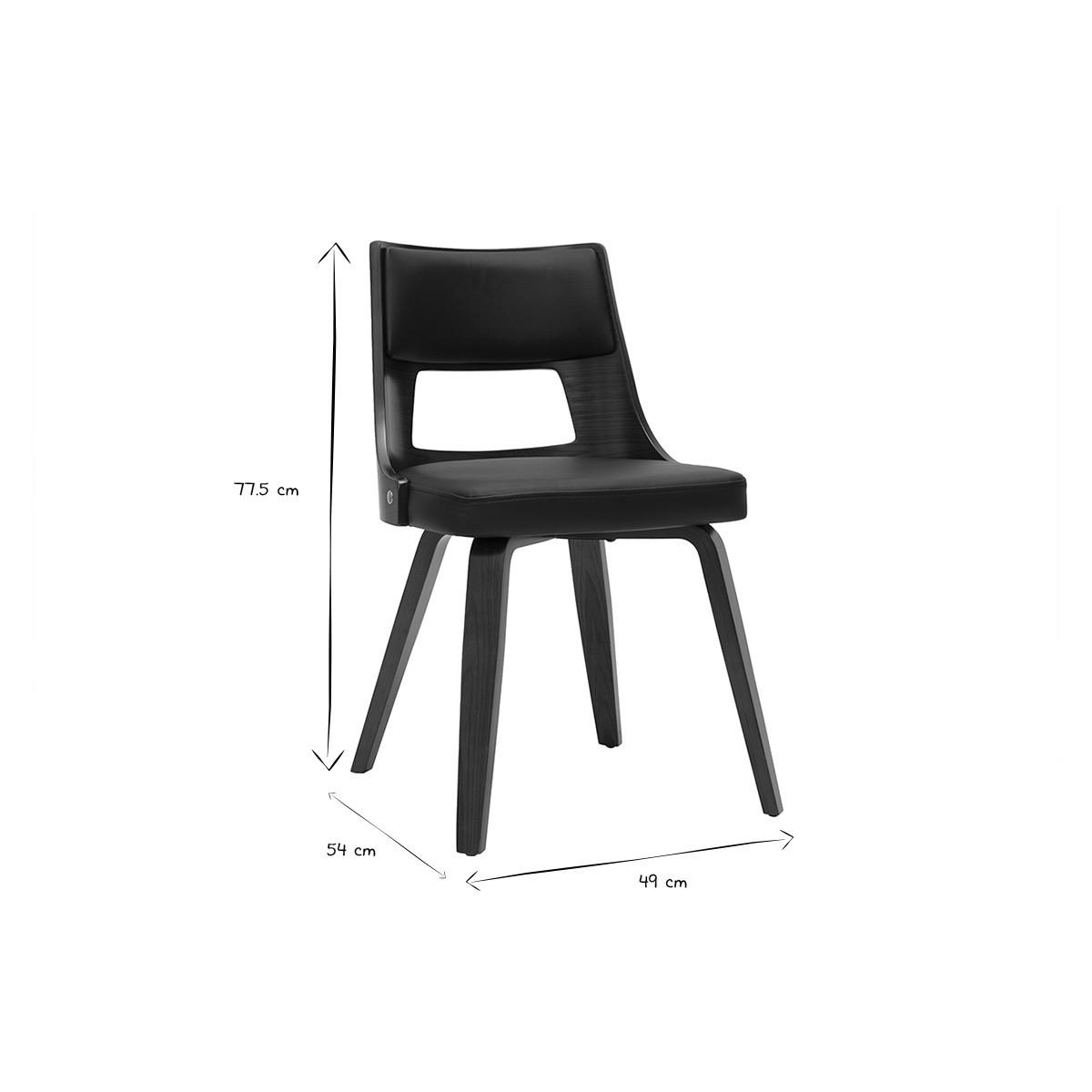 VINTAGESTUHL Schwarz und Dunkles Holz GARBO - Schwarz, Holz (54/77.5/49cm) - Miliboo