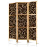 PARAVENT Japanischer 3-tlg 135x172 cm Braune Bl tter - Braun, Holz/Textil (135/172/3cm) - Muralo