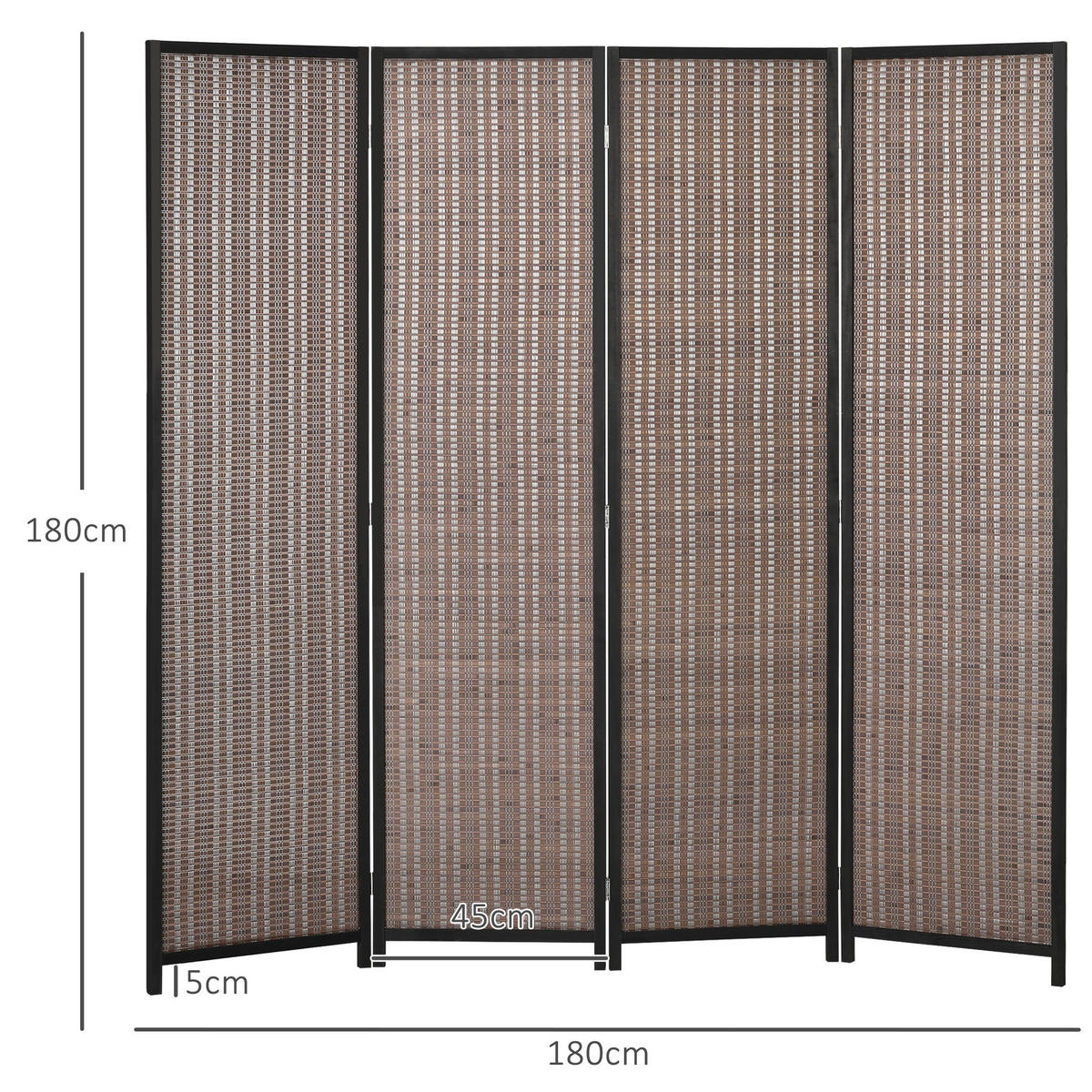PARAVENT DE-14273 4-teilig, klappbar 180x180 cm Braun - Braun, Naturmaterialien (180/180/1.7cm) - ComfortXL
