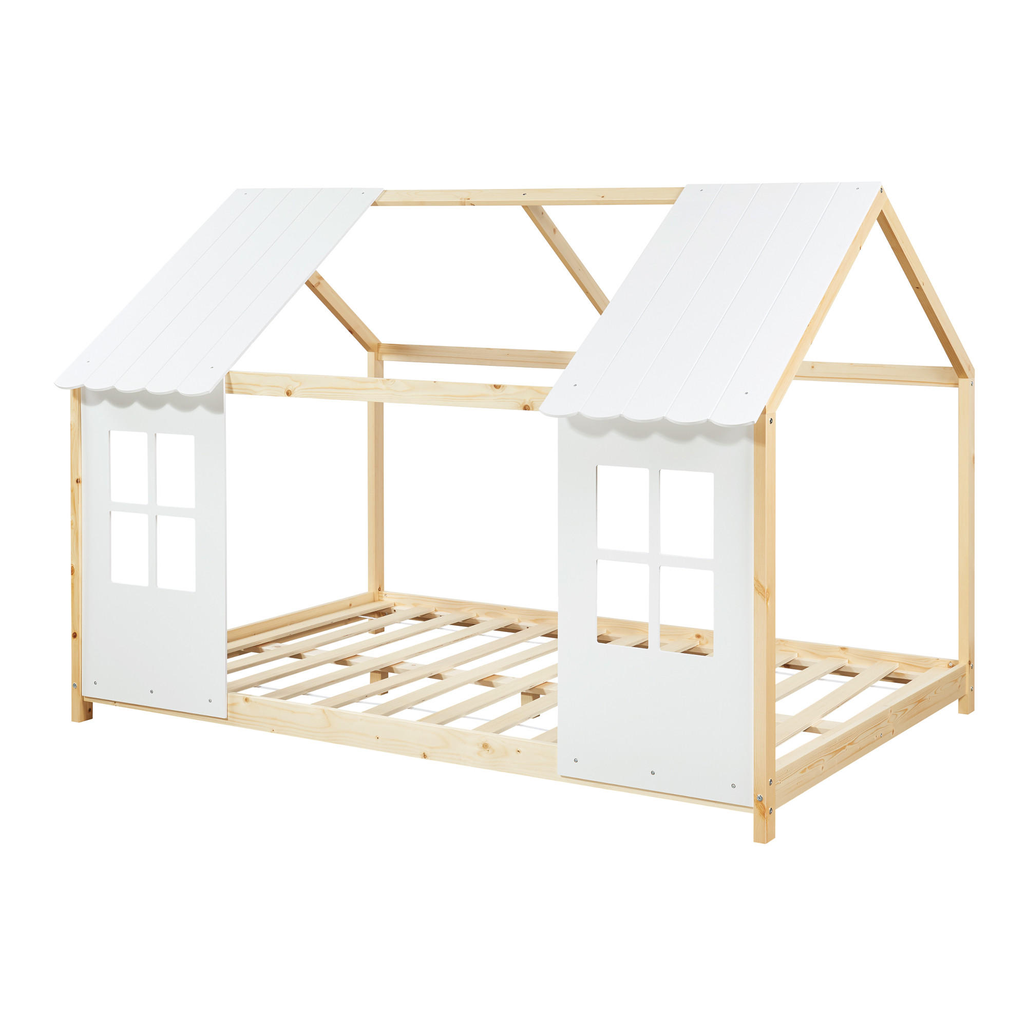 HAUSBETT Tostedt - Naturfarben, Holz (120/200cm) - [en.casa]