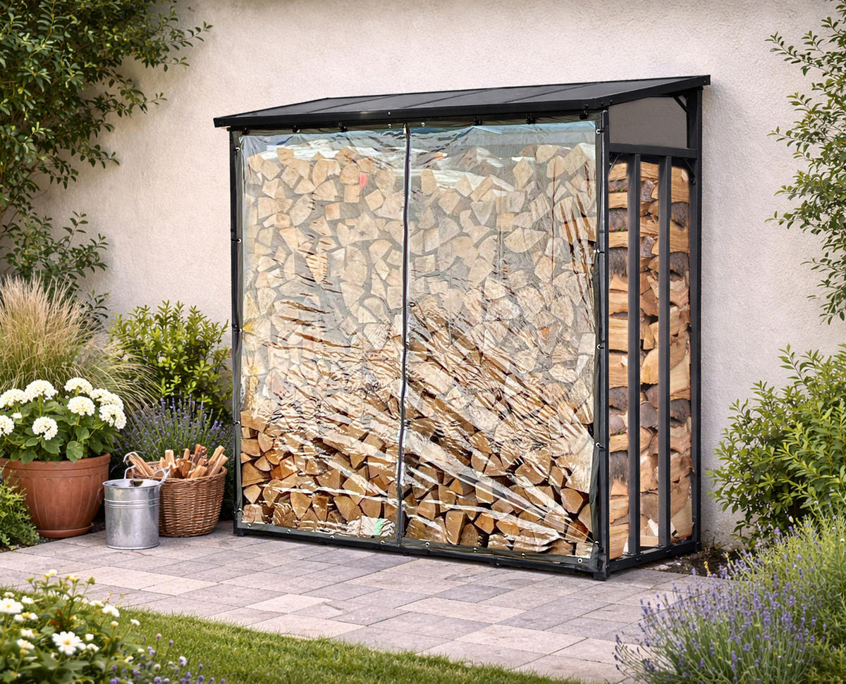 WETTERSCHUTZ Set für Kaminholzregal 130/185 cm Transparent - Transparent, Kunststoff (130/185/1cm) - QUICK STAR