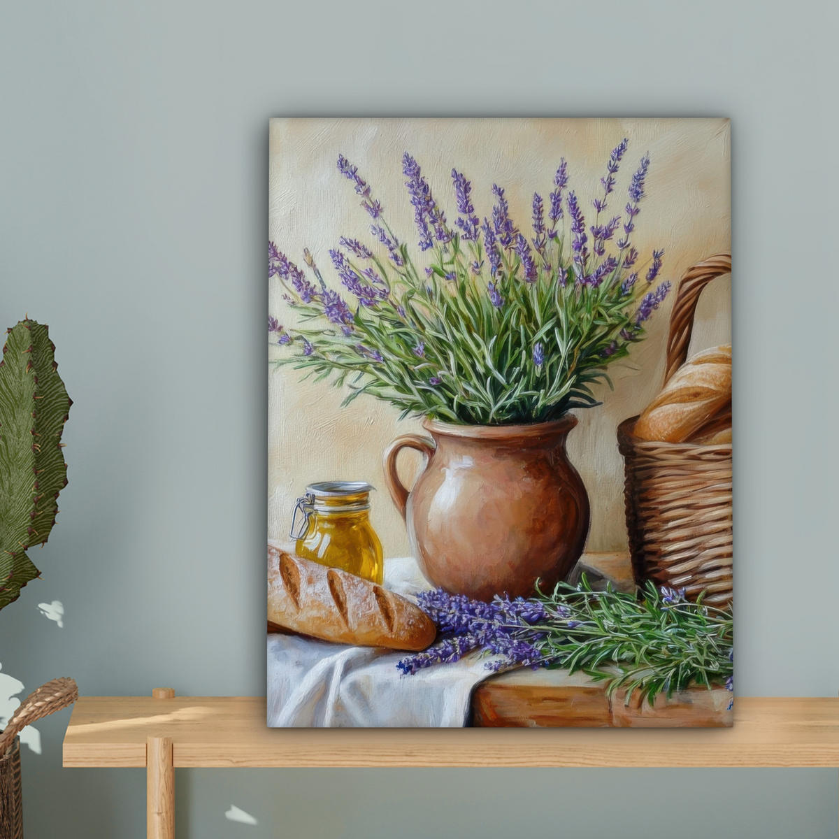 LEINWANDBILD Lavendel - Brot - Stilleben Room Decor 30x40 cm - Flieder, Textil (30/40cm) - MuchoWow