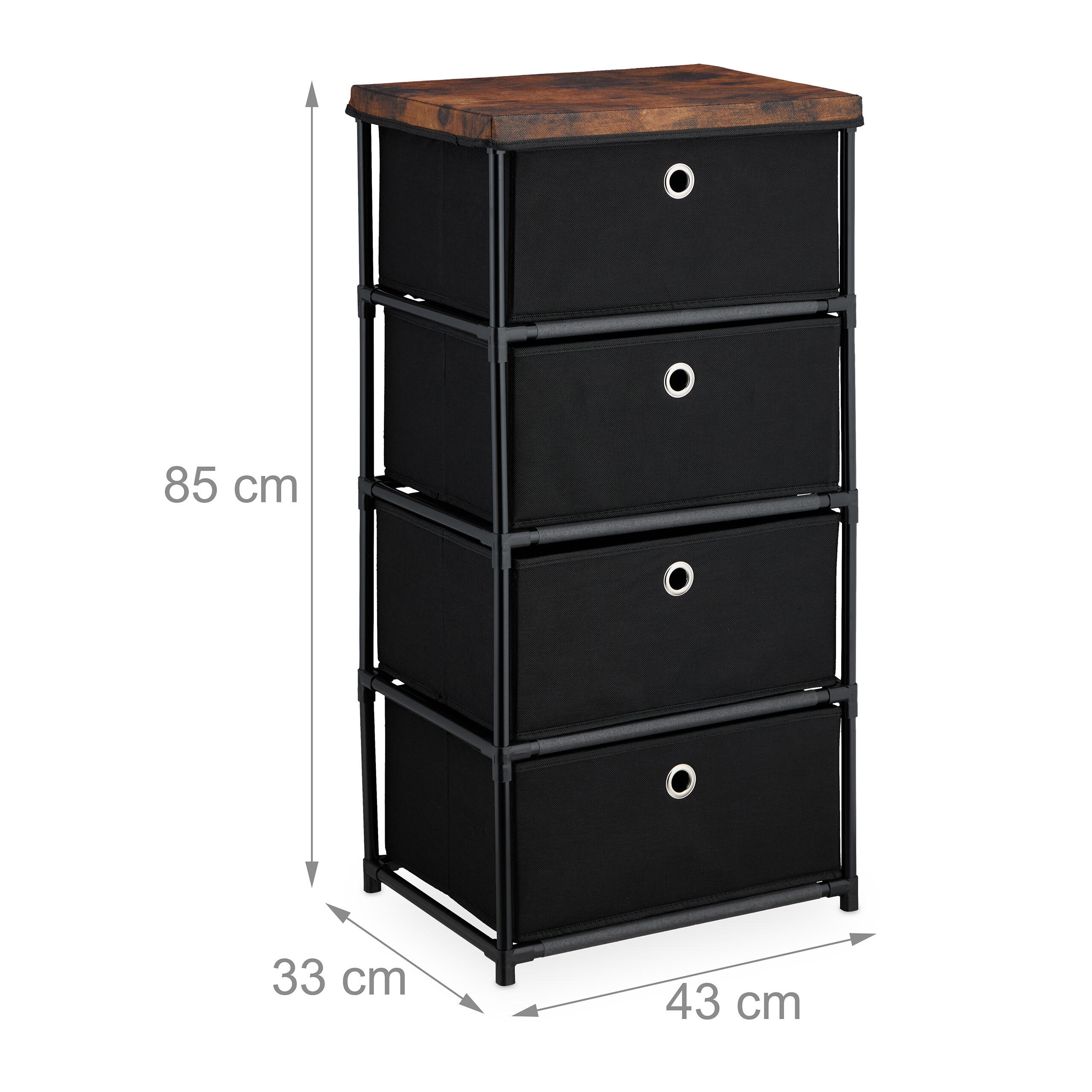 Thumbnail - Relaxdays Kommode, Schwarz, Metall, 43x85x33 cm, Wohnzimmer, Kommoden & Sideboards, Kommoden