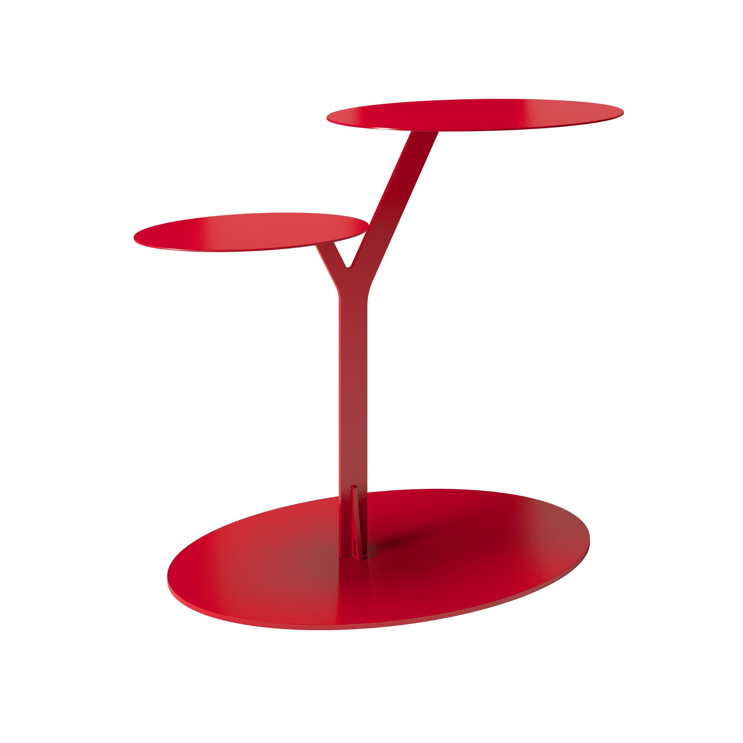 BEISTELLTISCH IROKO mit 2 Ablagen, Metall, Rot - Rot, Metall (54/32/44.5cm) - Kayani