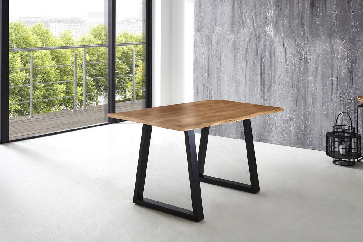 ESSTISCH LUBIN - Beige/Schwarz, Holz/Metall (85/160/77cm) - SAM
