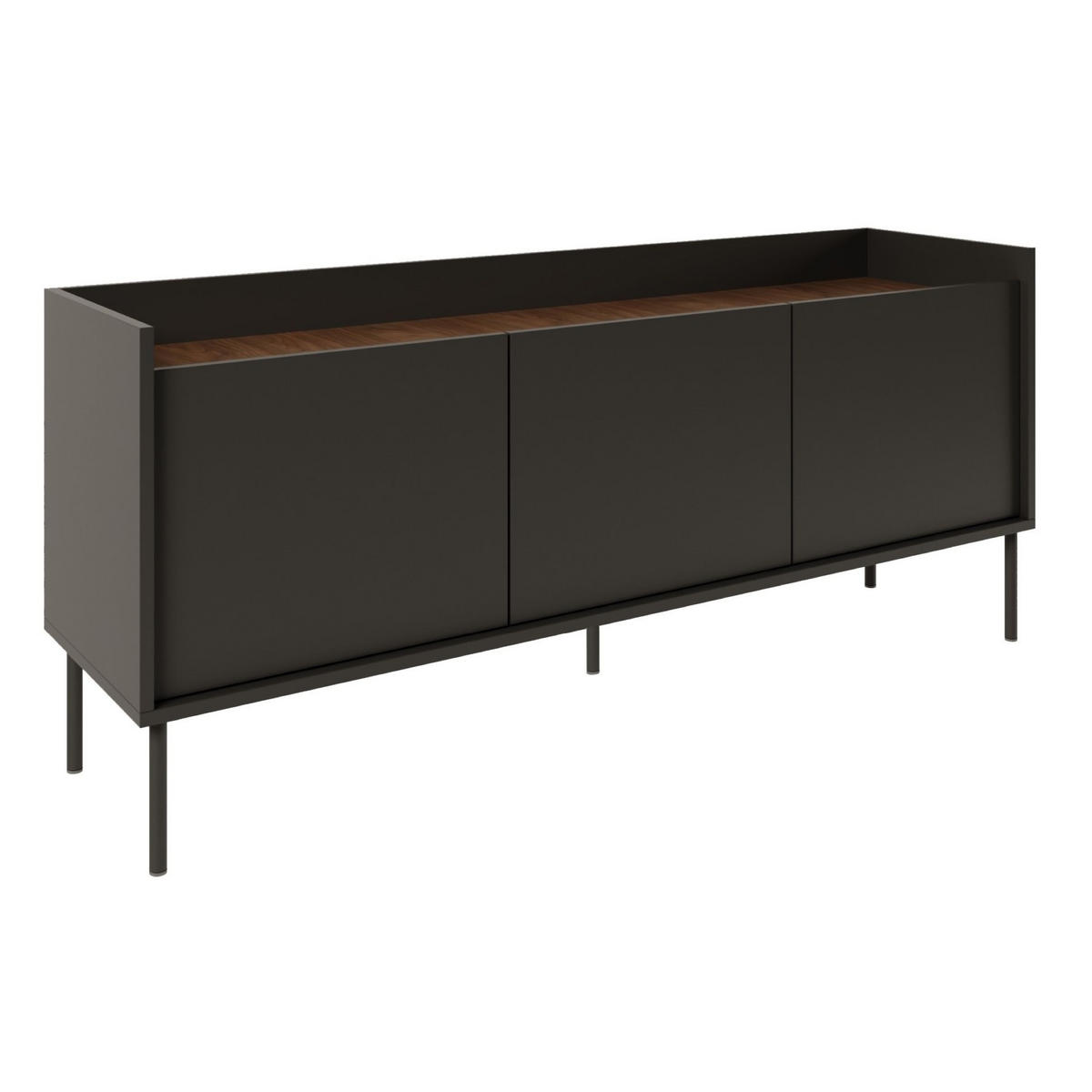 TV-SCHRANK Tovi Schwarz / Holzoptik Nussbaum 140/58/36 cm - Schwarz, Holzwerkstoff/Metall (139.8/58.5/36.4cm) - Selsey