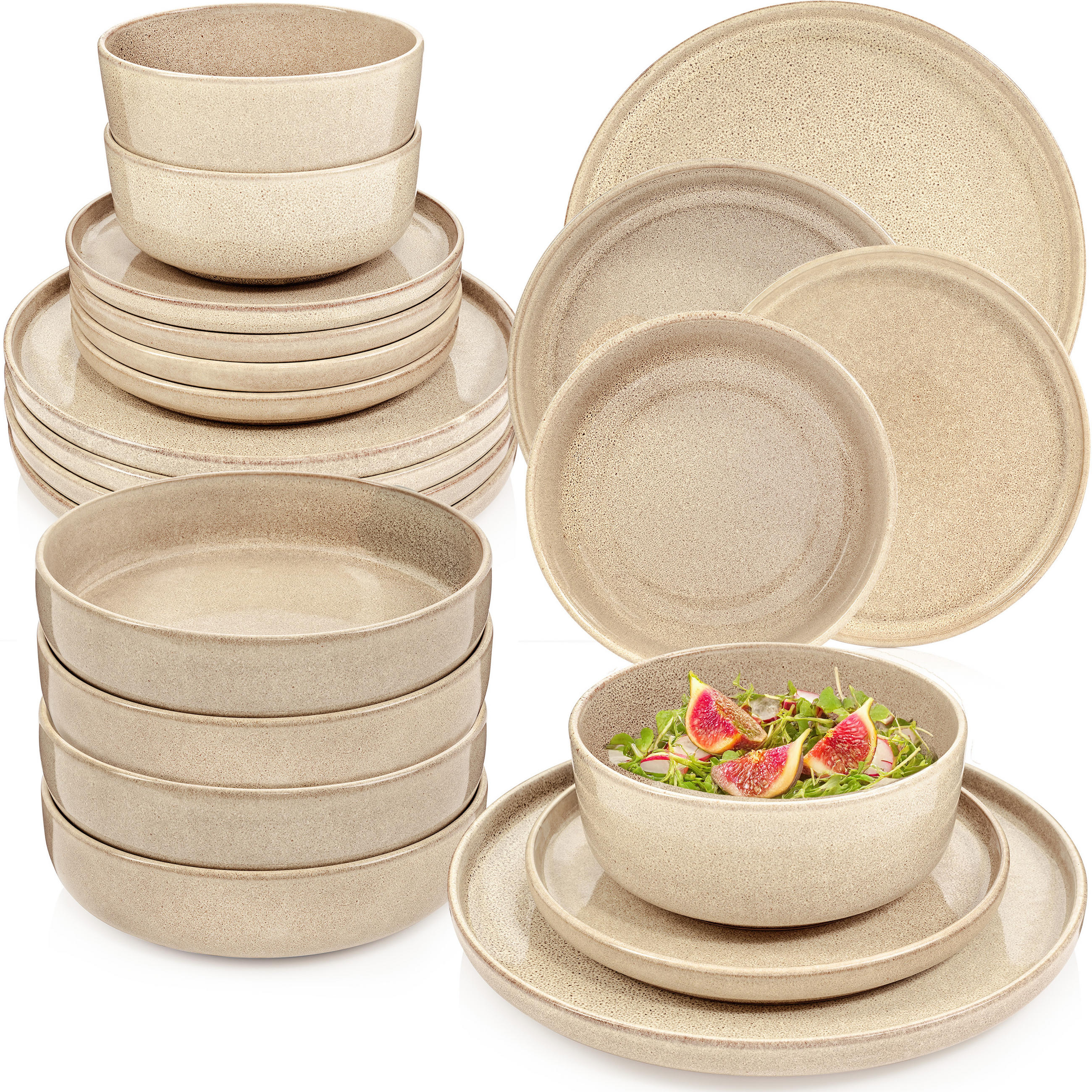 TAFELSERVICE KAIRO MOCHA - 24 teilig aus Steingut - Beige, Keramik (70/30/70cm) - Sänger
