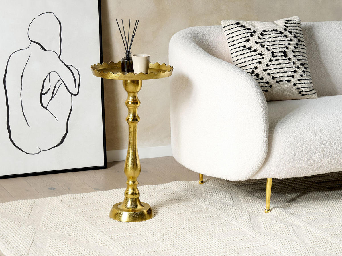 BEISTELLTISCH Aluminium gold rund 35 cm Timaru - Goldfarben, Metall (35/35/66cm) - Beliani