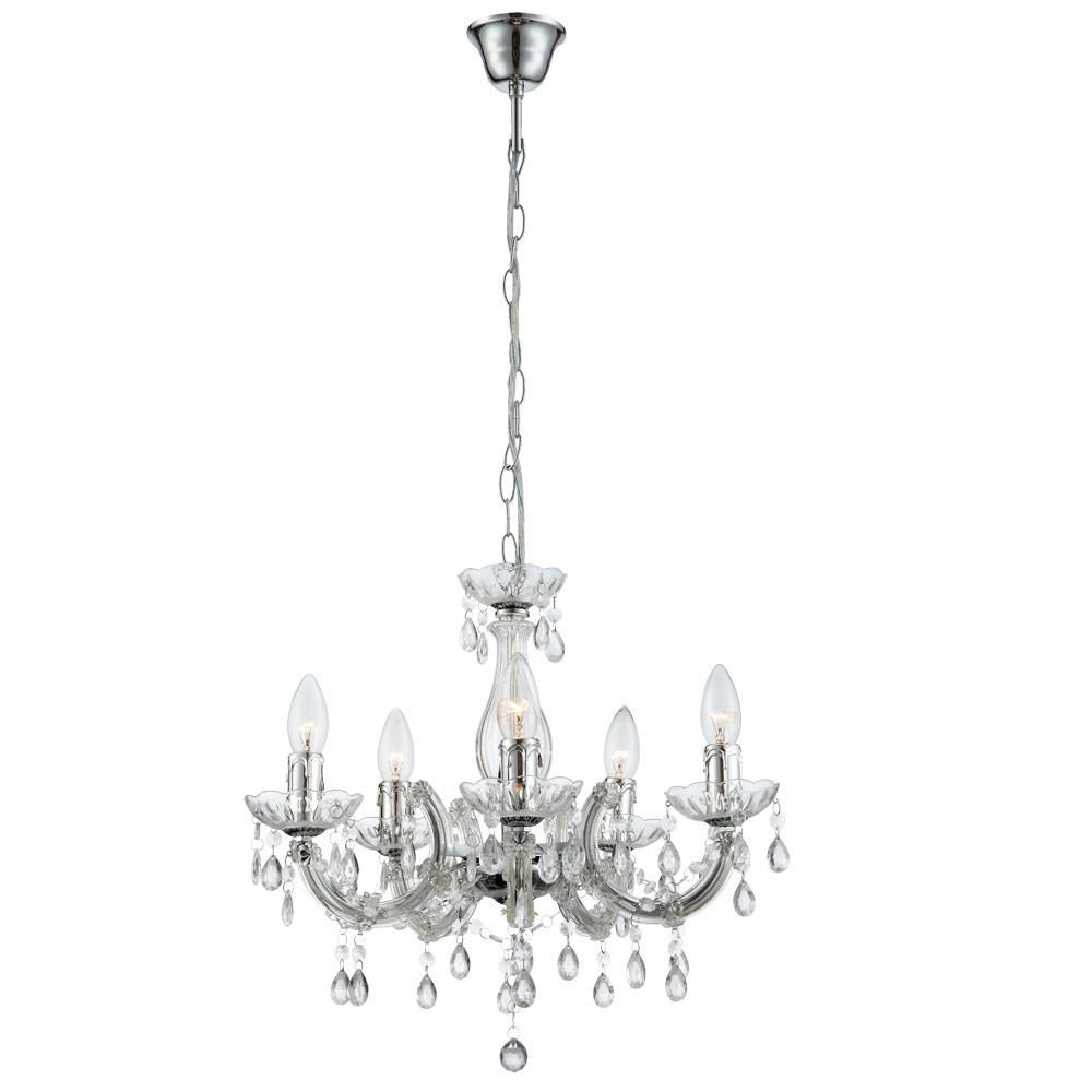 LED KRONLEUCHTER Metall Weiß Kristalloptik - Klar, Metall (44/44/128cm) - Globo Lighting