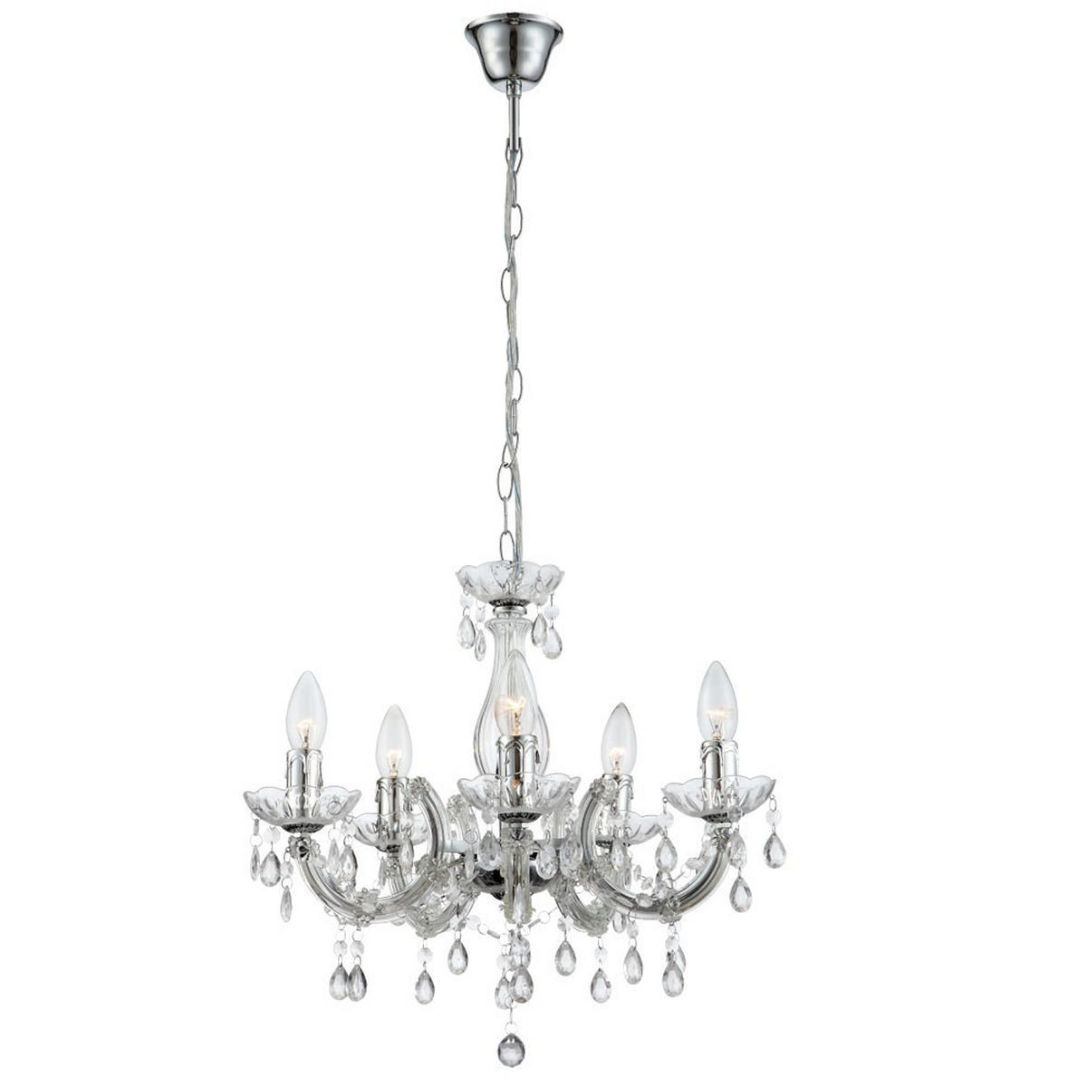 LED KRONLEUCHTER Metall Weiß Kristalloptik - Klar, Metall (44/44/128cm) - Globo Lighting