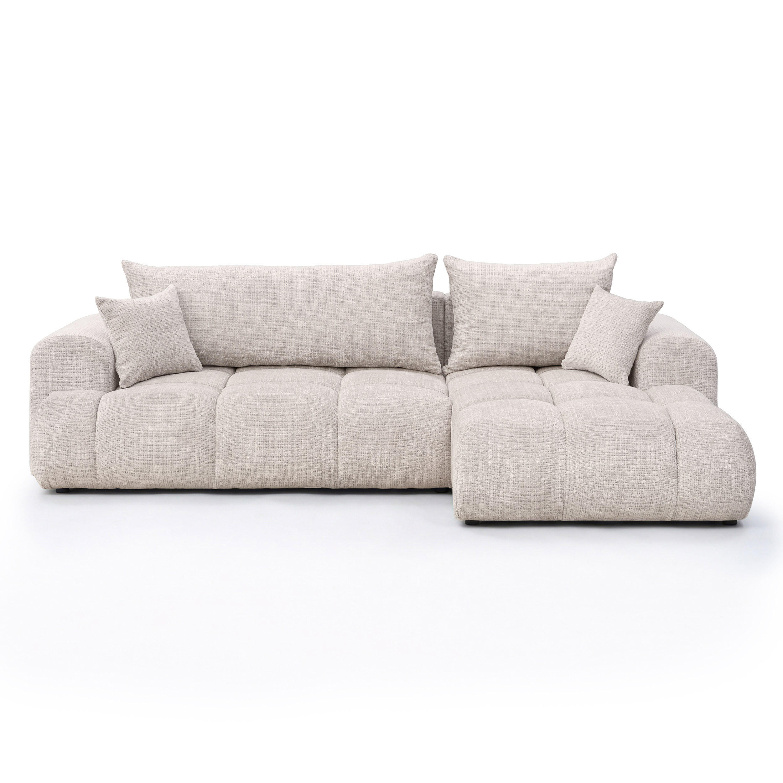 ECKSOFA MILANO mit Schlaffunktion und Bettkasten Creme - Creme, Holzwerkstoff/Kunststoff (250/90cm) - Idohome