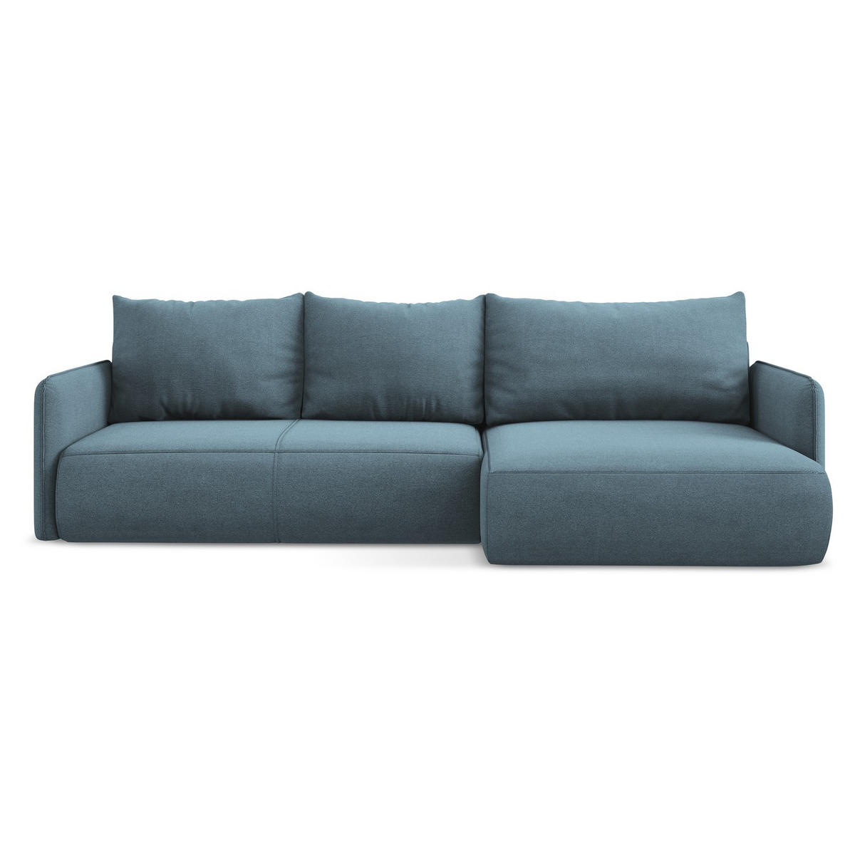 ECKSOFA mit Schlaffunktion Strukturstoff Stoff Blau - Blau/Schwarz, Kunststoff/Textil (240/148cm) - LaMiaSofa