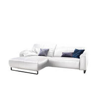 ECKSOFA MIT SITZTIEFENVERSTELLUNG YORK Weiß Leder - Schwarz/Weiß, Leder (284/180cm) - KAWOLA