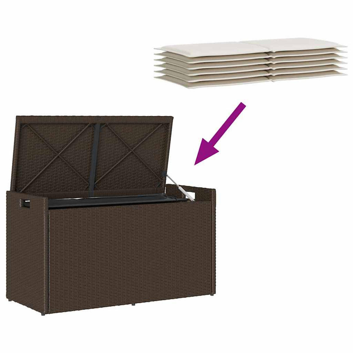 OUTDOOR-SITZBANK Mit Stauraum Und Kissen Braun 100 Cm - Braun, Kunststoff (45/57/100cm) - vidaXL