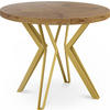 ESSTISCH Daisy runder ausziehbarer, Lancelot Eiche 120-200/100/76 cm - Eichefarben/Goldfarben, Holzwerkstoff/Metall (120/120/76cm) - WFL GROUP