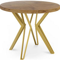 ESSTISCH Daisy runder ausziehbarer, Lancelot Eiche 120-200/100/76 cm - Eichefarben/Goldfarben, Holzwerkstoff/Metall (120/120/76cm) - WFL GROUP