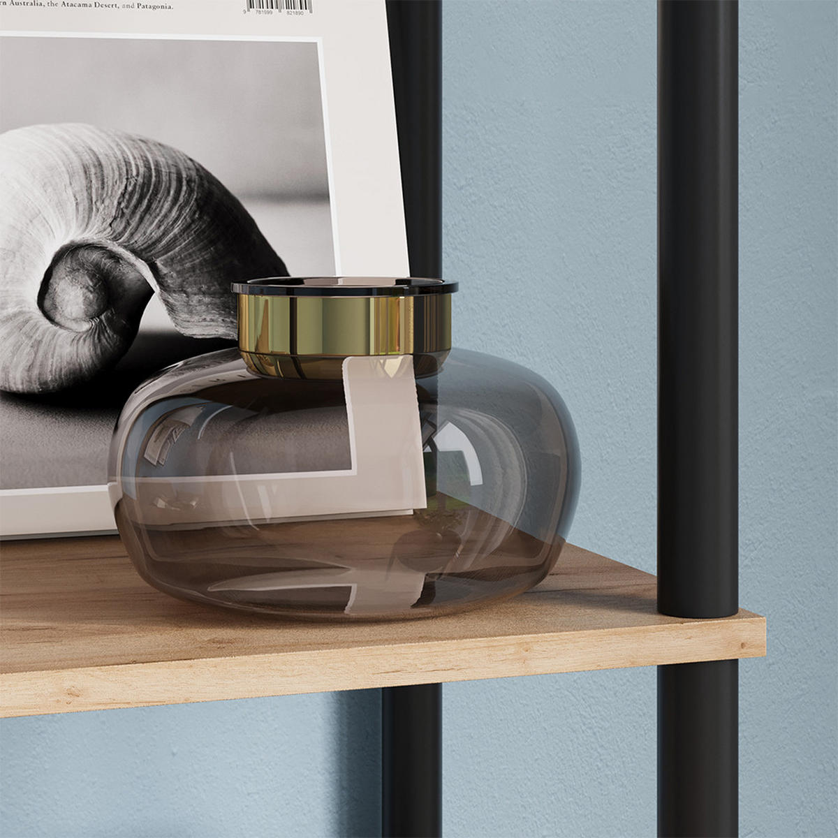 ROHOVÁ POLICE Bivio Zlatý dub power/antracit - medově dubová, kompozitní dřevo (30/163.5/30cm) - Vicco